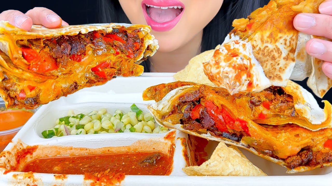 ASMR QUESADILLA CHICKEN AL PASTOR, GUACAMOLE & CHIPS MUKBANG | EATING SOUNDS | ASMR PHAN