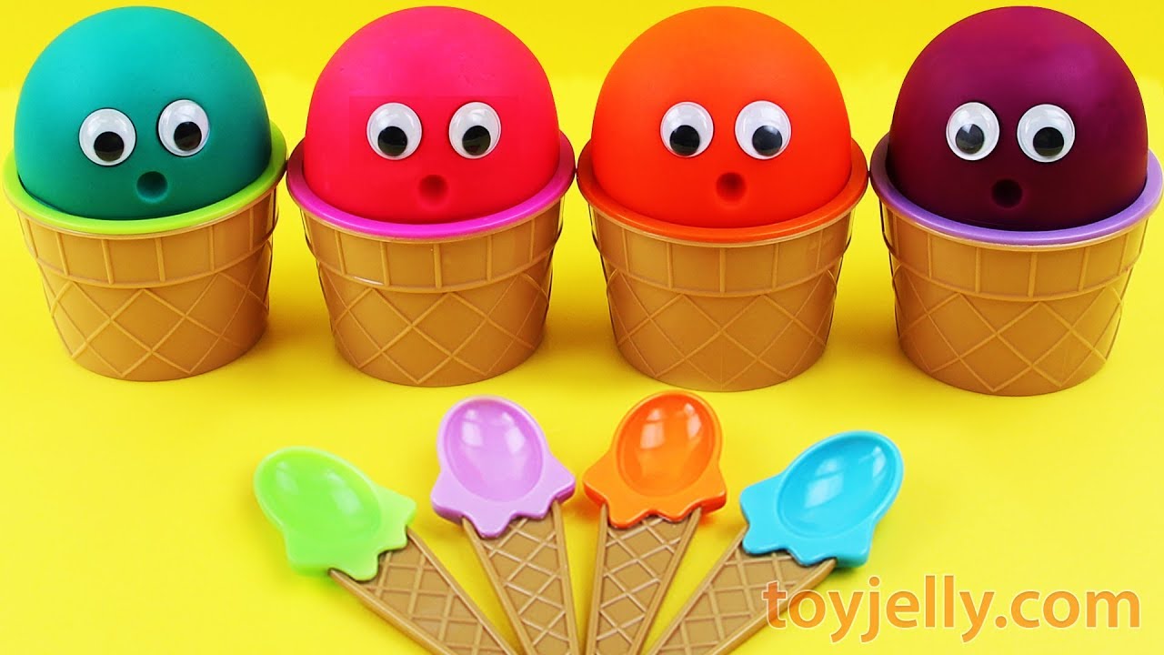 4 Colors Play Doh Ice Cream Cups Kinder Surprise Eggs Toy Story Suprise Egg Doraemon Toys