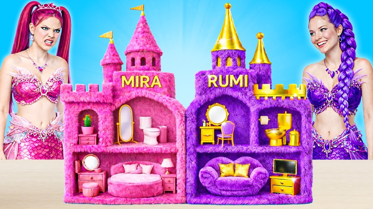 Construimos un Castillo de Muñecas Increíble | para Huntrix  Rumi VS Mira Sirena por PiPi Pop ESP