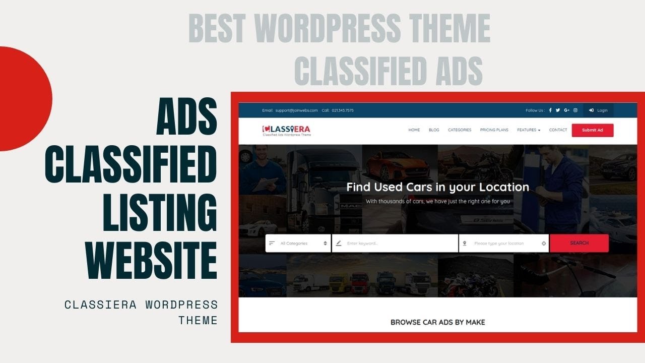 Classified Ads Listing Website | Business Advertisement Listing Theme | Classiera WordPress Theme