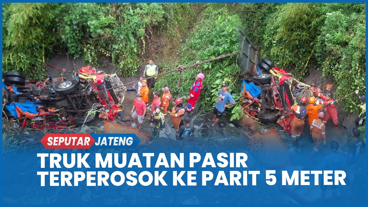 Tak Kuat Nanjak, Truk Bermuatan Pasir Terperosok ke Parit Sedalam 5 Meter