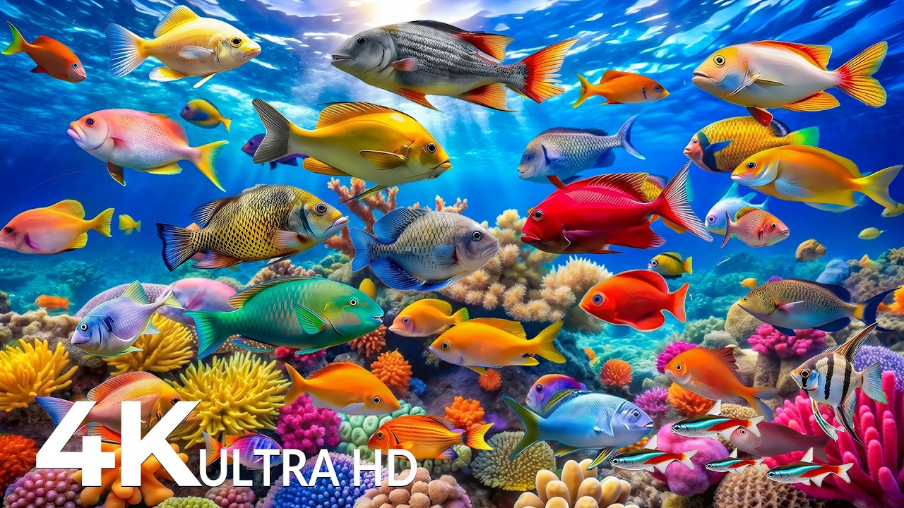 AQUARIUM 4K (ULTRA HD) - Beautiful Fish Swimming & Colorful Sea Life Video 🐠 Deep Sleep Music #39