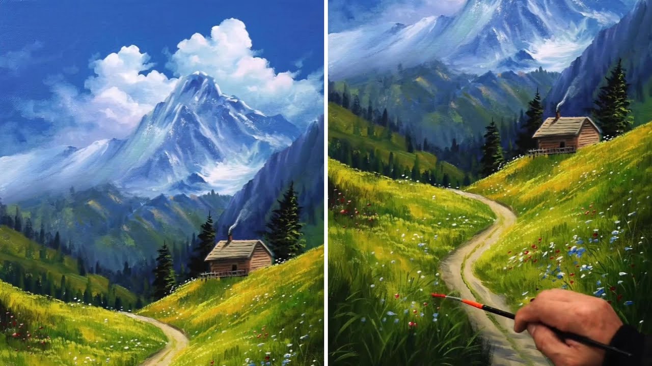 Beautiful Landscape Painting EP10 | Step By Step Painting Tutorial | How to Paint Landscape