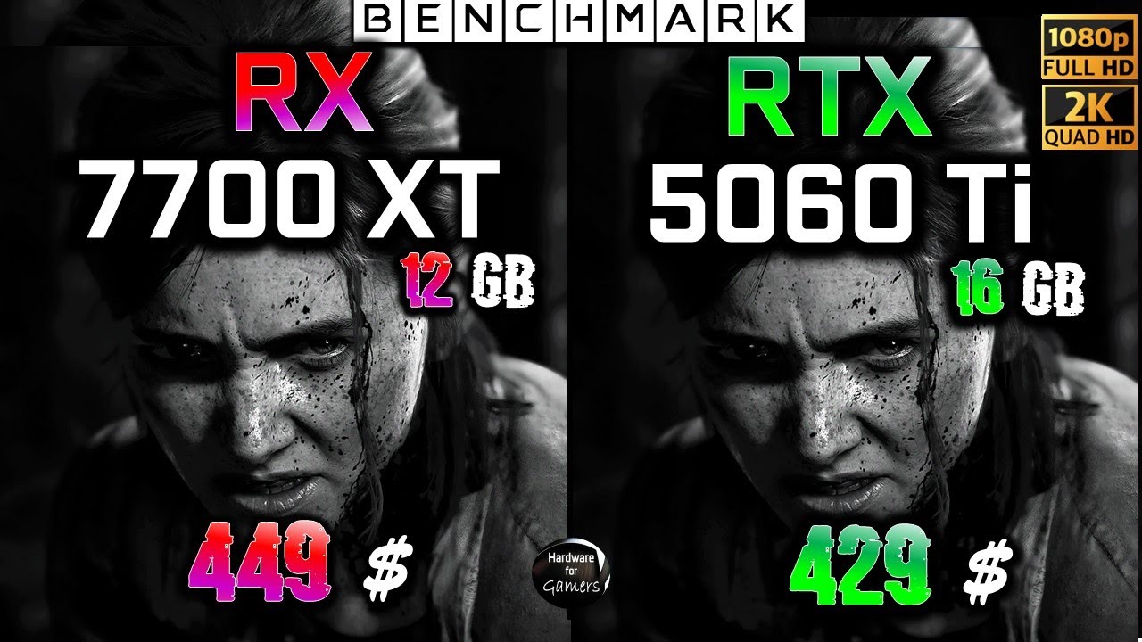RX 7700 XT 12GB vs RTX 5060 Ti 16GB / Test / 1080p - 1440p  / in 8 Games / Ryzen 7 9800X3D