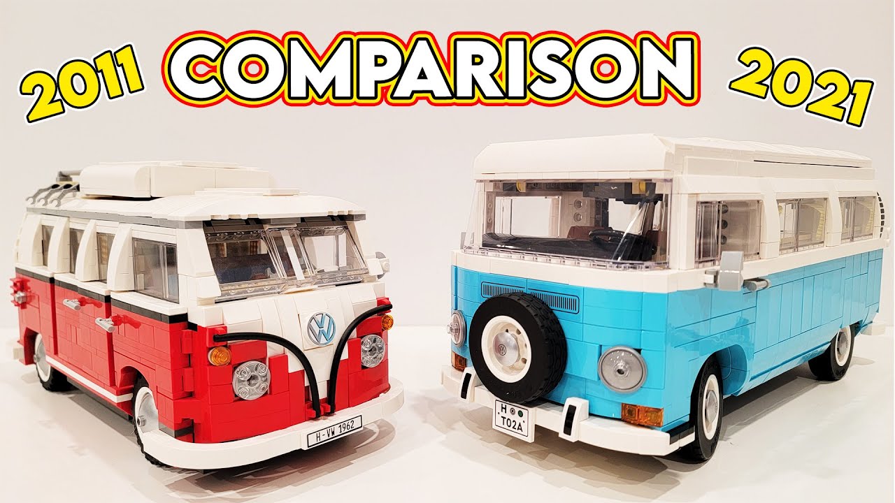 Сравнение LEGO Volkswagen Camper Van T1/T2 (2011, 10220 | 2021, 10279)