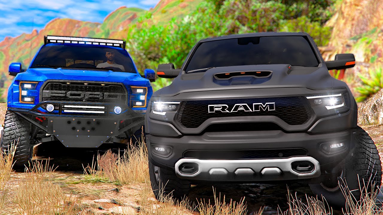 РЕАЛЬНАЯ ЖИЗНЬ В GTA 5 - ПРОВЕРКА FORD F150 RAPTOR И DODGE RAM TRX НА ПРОХОДИМОСТЬ! 🌊ВОТЕР
