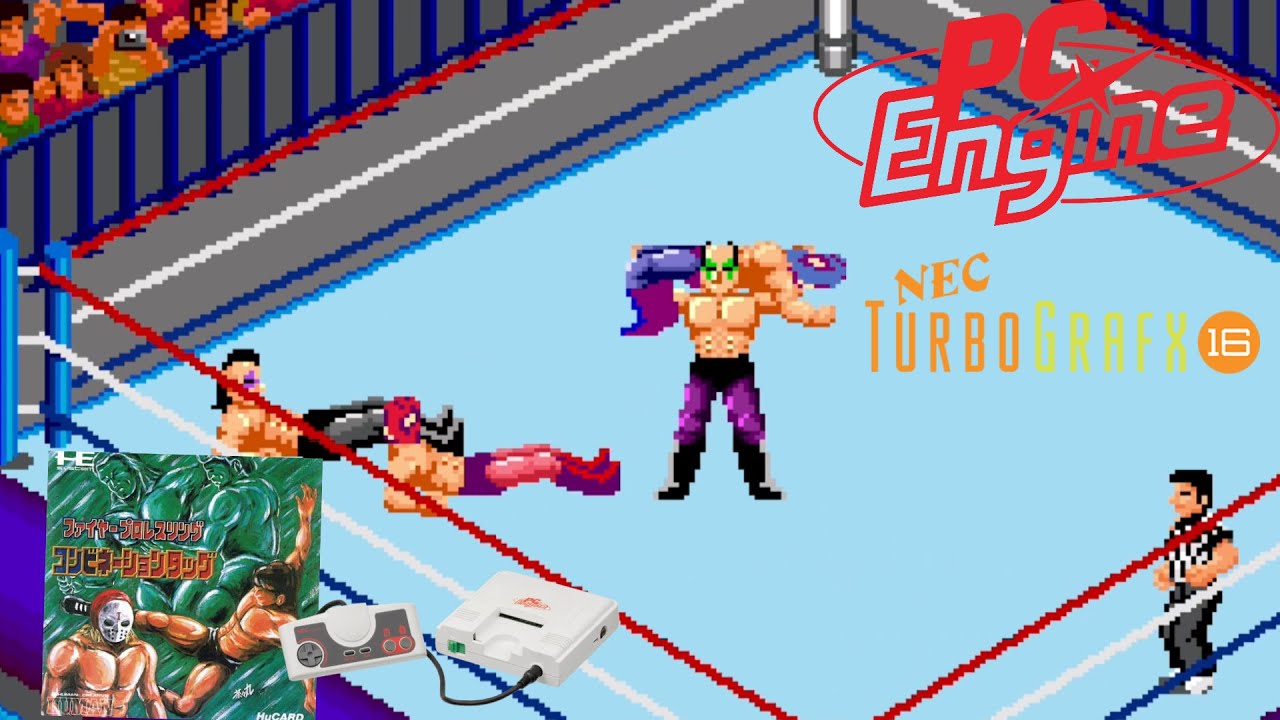 Fire ProWrestling: Combination Tag (1989) NEC TurboGrafx-16 / PC Engine Gameplay in HD