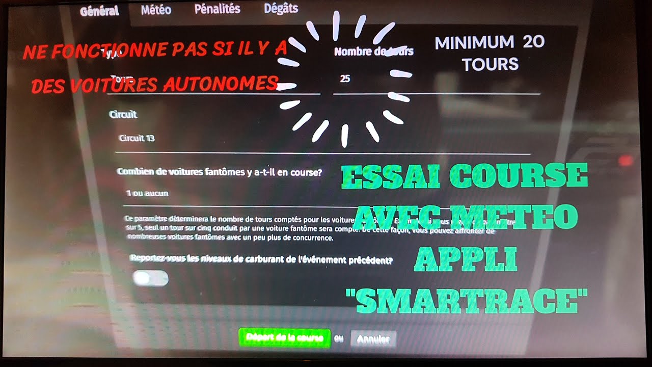 TEST CAR RACING AVEC LA METEO APPLI SMARTRACE