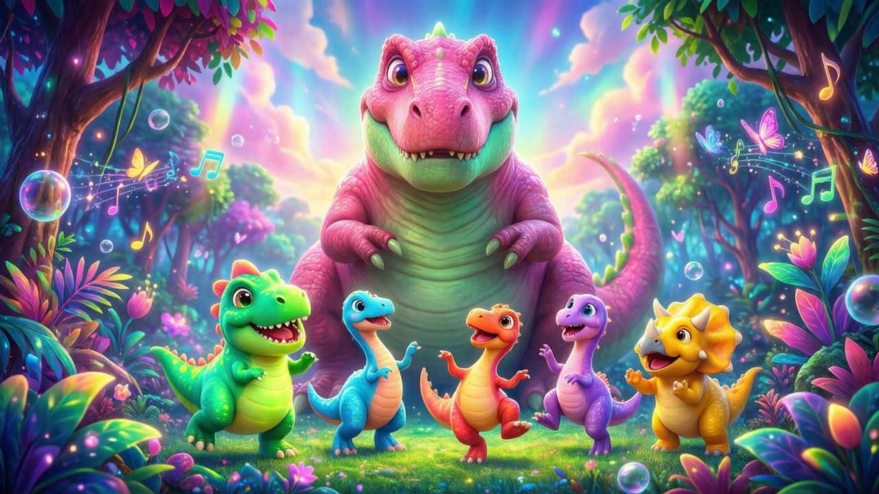 Cute Dino Adventure 🦖🌈 | Baby Dinosaurs Sing, Dance & Play | Fun Kids Cartoon (5 Minutes)