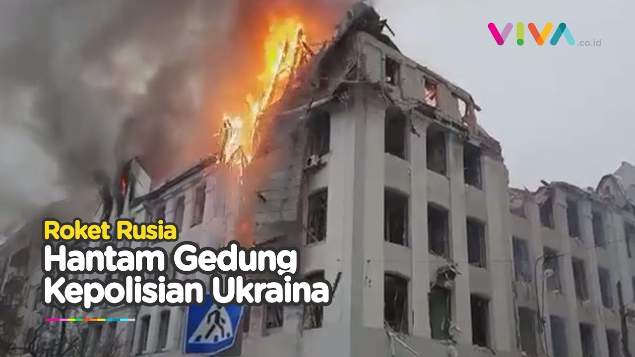 Ngeri! Roket Hantam Gedung Kepolisian Ukraina