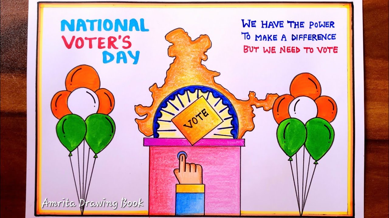 National Voter's Day Drawing Easy | Voter's Awareness Poster | मतदाता जागरुकता अभियान पर Drawing