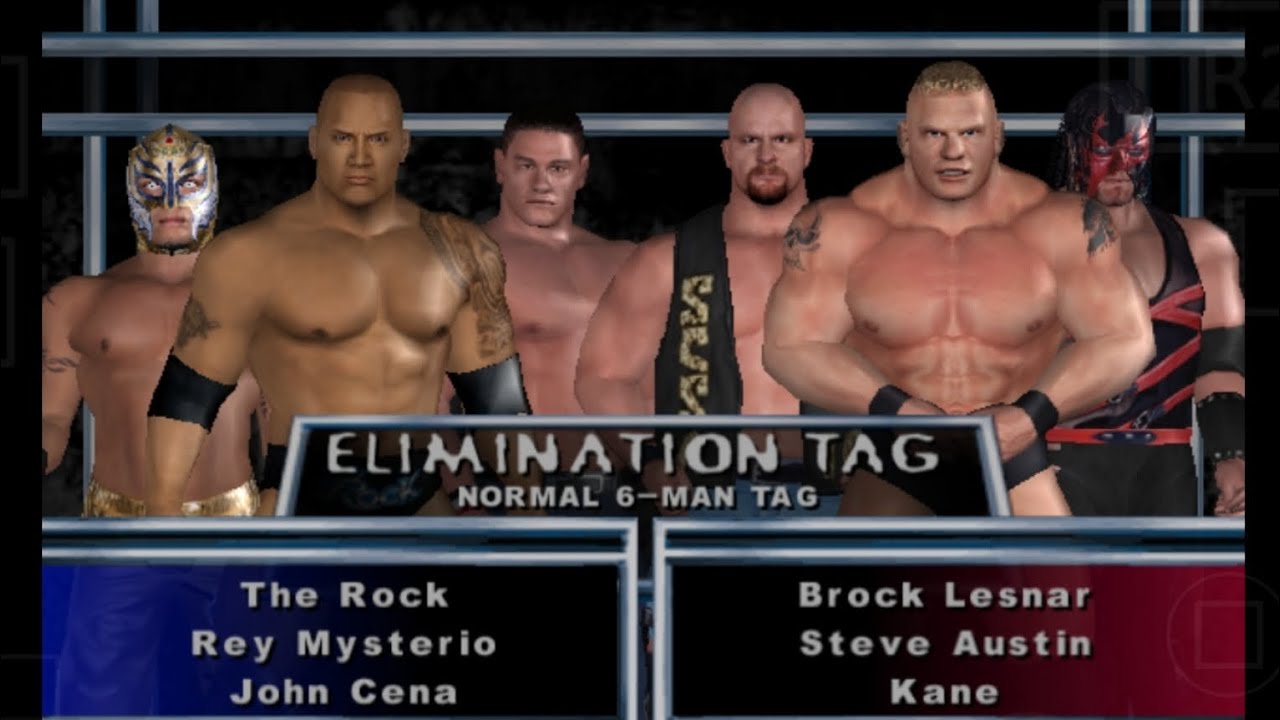 Cena&Rey&Rock vs Brock&Kane& Austin  Elimination-Tag Full Match Wwe SmackDown Here Comes The Pain-PS