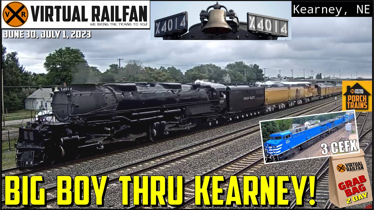 BIG BOY 4014 THRU KEARNEY! CRAZY LIGHTNING, 3 CEFX ENGINES, PORCH TRAINS, TRUCK TRANSFER 6/30/7/1/23