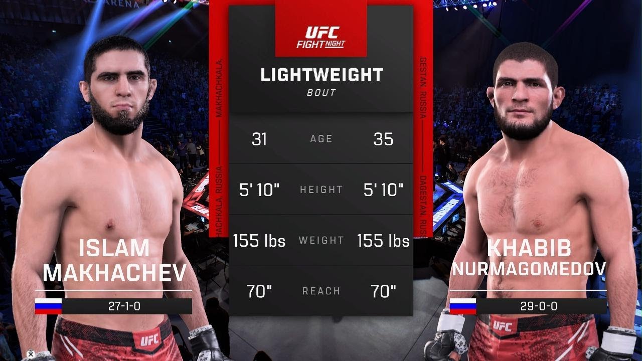 Khabib Nurmagomedov vs Islam Makhachev UFC AI simulation