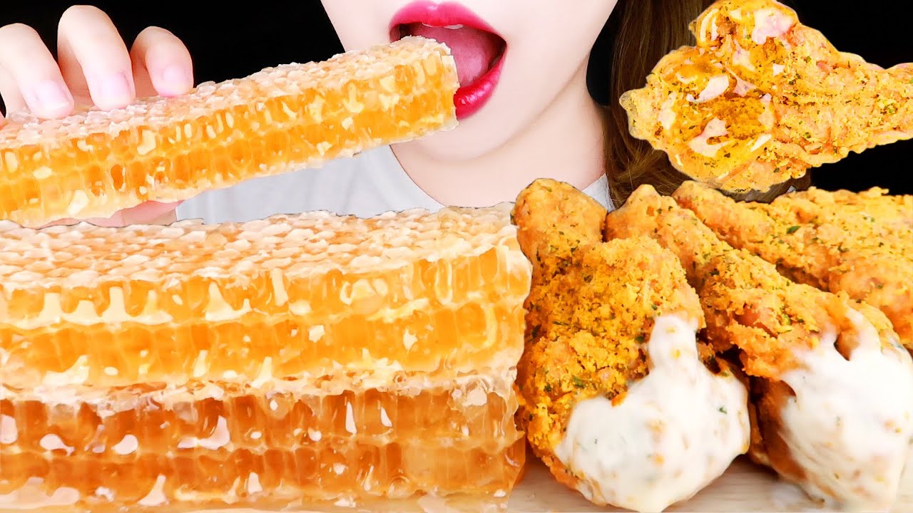 ASMR HONEYCOMB, KOREAN FRIED CHICKEN 벌집꿀, 뿌링클 먹방 EATING SOUNDS MUKBANG 咀嚼音