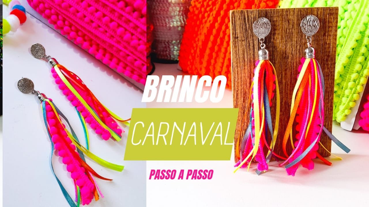COMO FAZER BRINCO PARA CARNAVAL passo a passo - Tutorial brinco fácil- COMO FAZER BIJUTERIAS