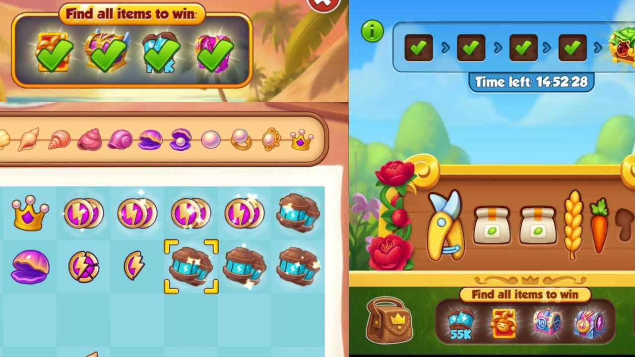 Hidden Garden And Merge Island,Token Rush, Space Achivement, Magical land, Plant buddies Complete