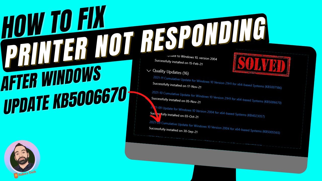 How to Fix printer not responding after windows update KB5006670