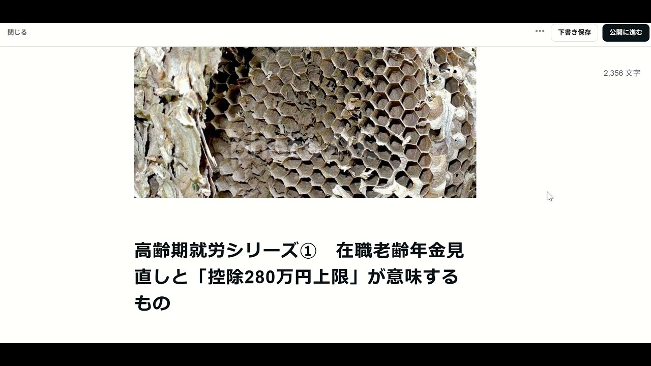 高齢期就労シリーズ①　在職老齢年金見直しと「控除280万円上限」が意味するもの