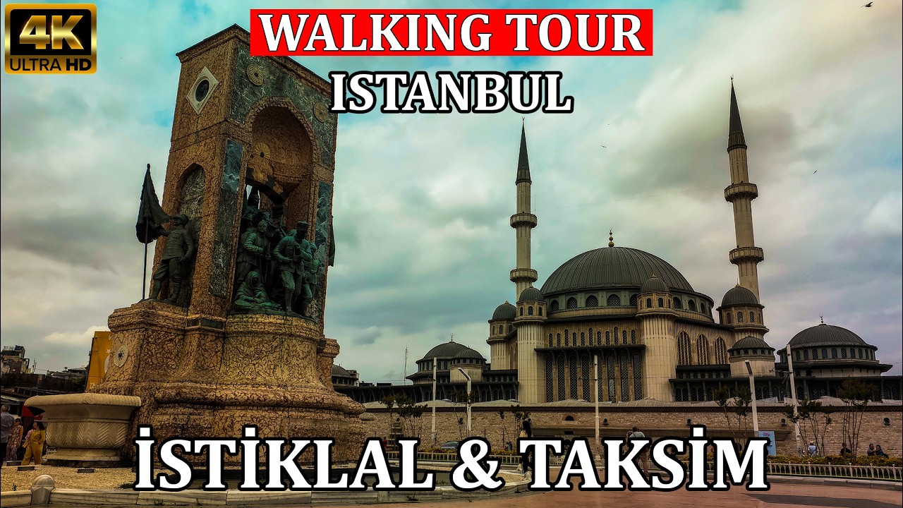 Taksim'den İstiklal Caddesi'ne yürüyüş, Beyoğlu, Istanbul (Türkiye) 4K | Yürüyüş Turu - Walking Tour