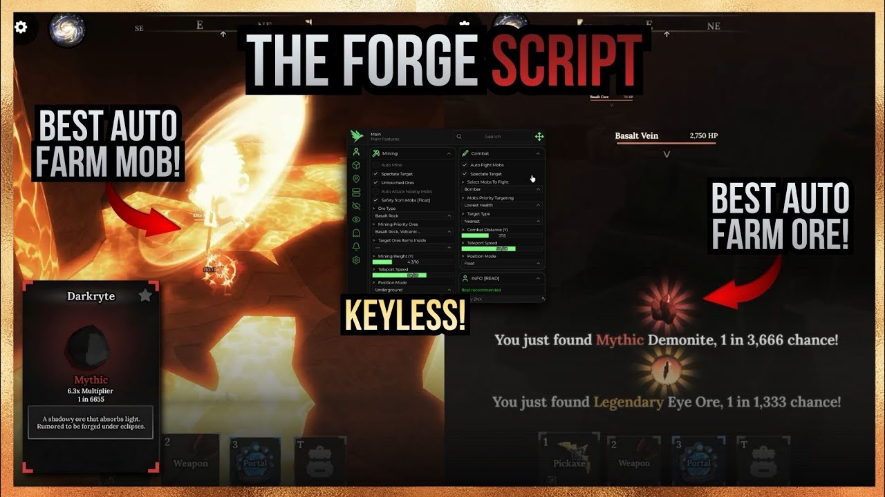 [NO KEY] THE FORGE SCRIPT - Auto Farm Ore & Mob | Auto Forge | Reduce Lag and Much More Feature!