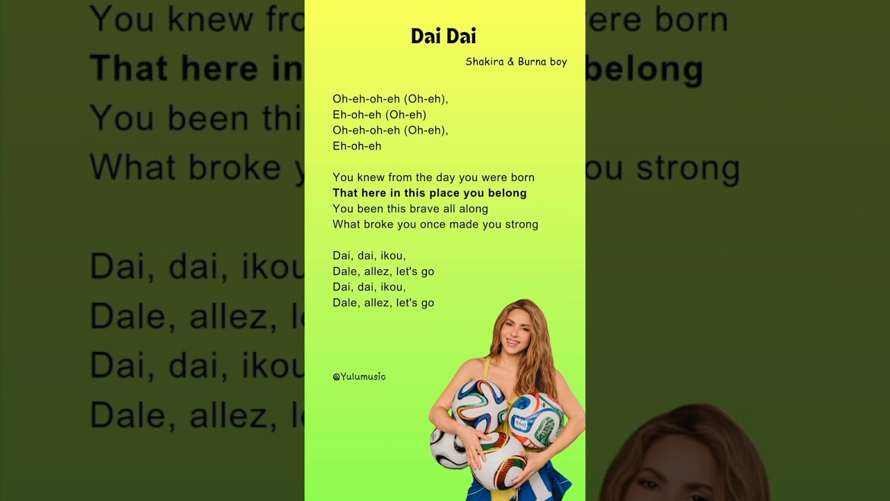 Dai dai shakira lyrics ☆5 ⚽️ Fifa World cup song 2026 official #daidai #viralsong #fifa2026 #shakira