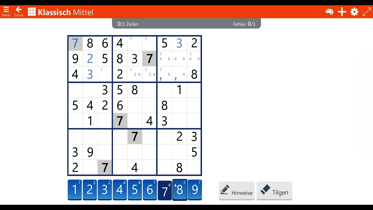 Microsoft Sudoku Classic Medium, February 20, 2026, Daily Challenges