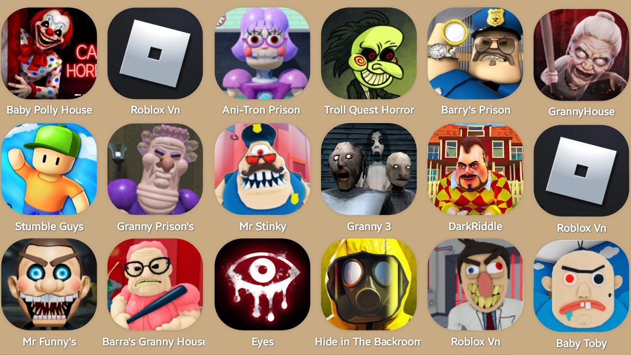 Great School Breakout,Roblox,Poppy Playtime Chapter 5,The Baby In Yellow,Ice Scream 8,Zoo Horror...