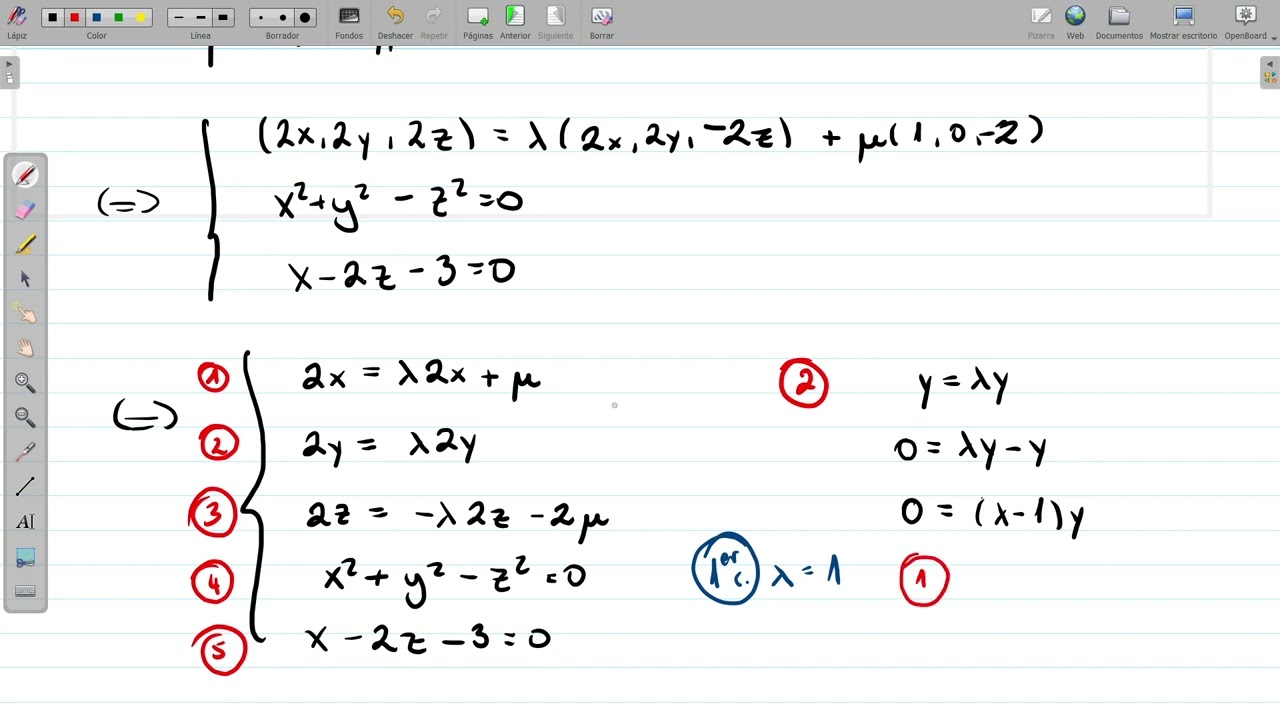 Multiplicadores de Lagrange. Dos restricciones.