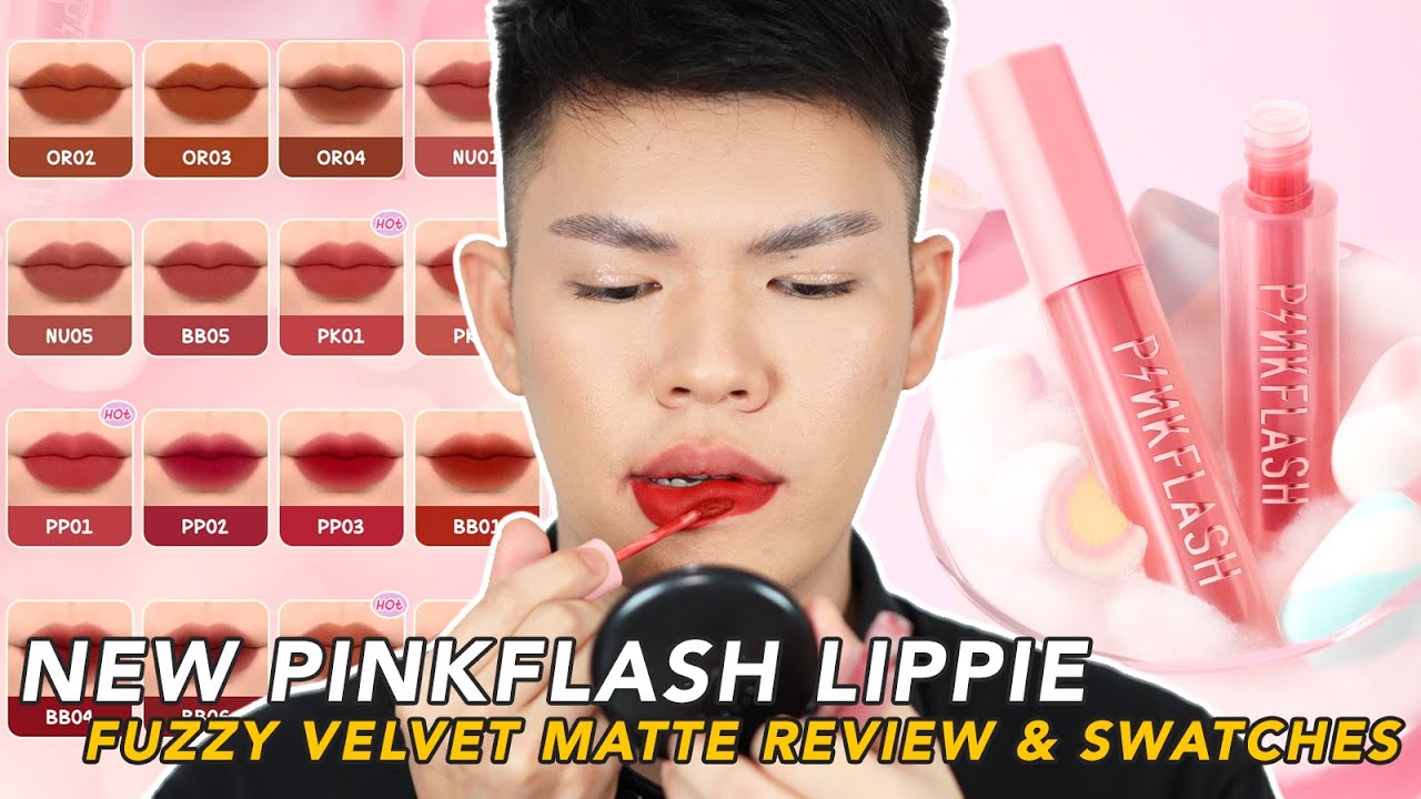 NEW AFFORDABLE LIP TINT!!! PINKFLASH FUZZY VELVET MATTE REVIEW AND SWATCHES (ALL SHADES!)