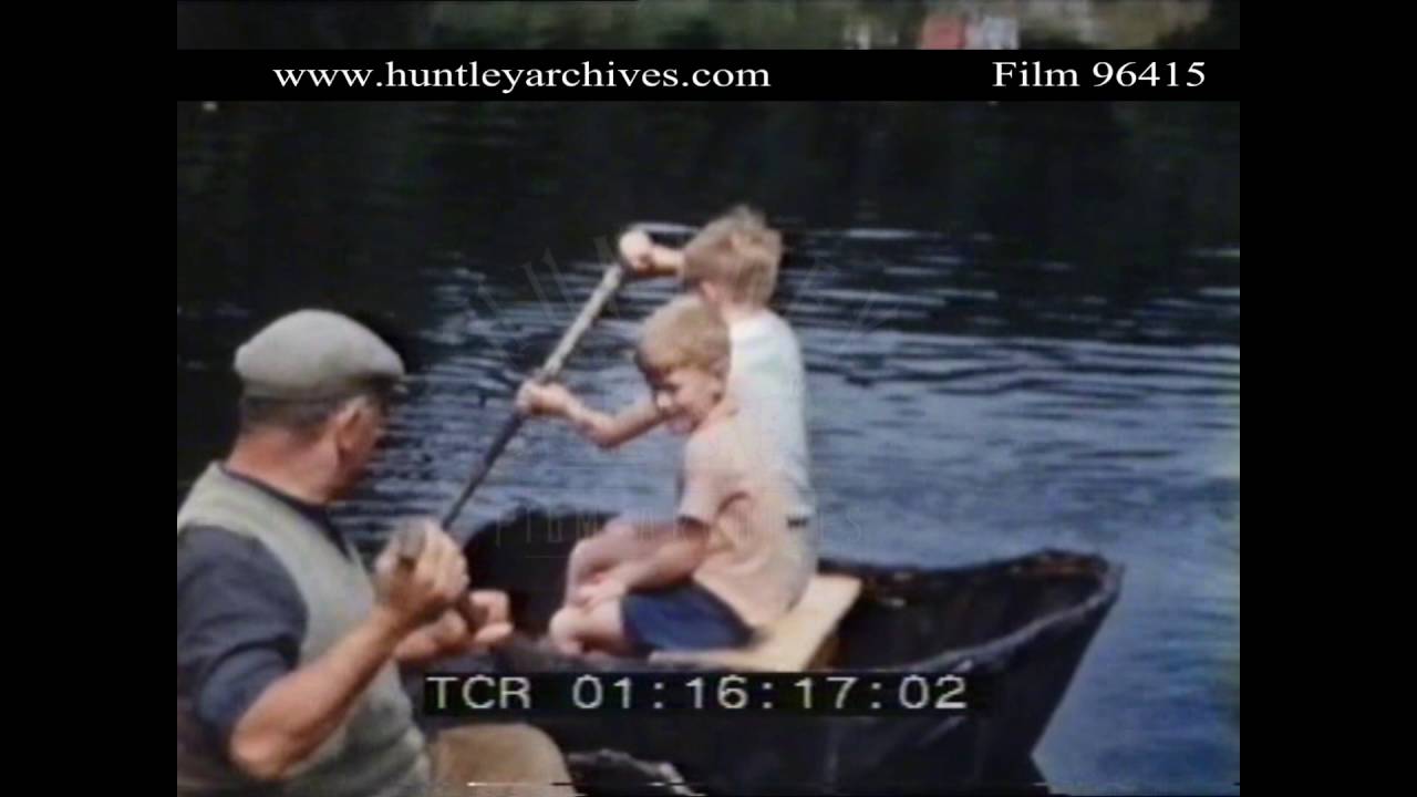 Coracles on the River Teifi.  Archive film 96415