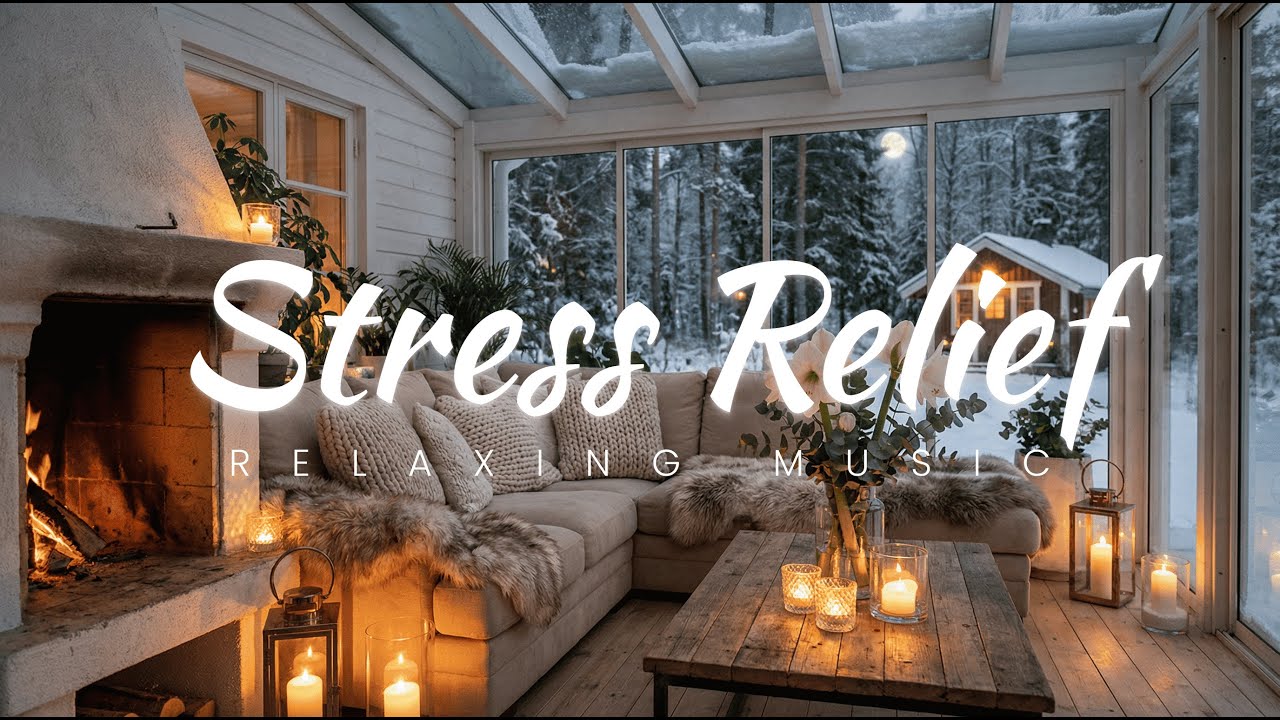 Peaceful Winter Piano Music for Deep Sleep ❄️ Cozy Fireplace Ambience | Relaxing Sounds for Sleep
