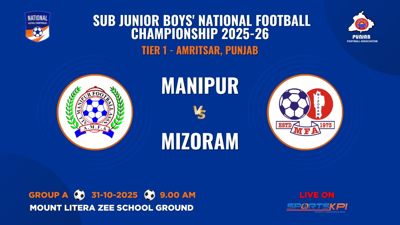 Manipur vs Mizoram | Sub Junior Boys&rsquo; National Football Championship 2025-26 | Live from Amritsar