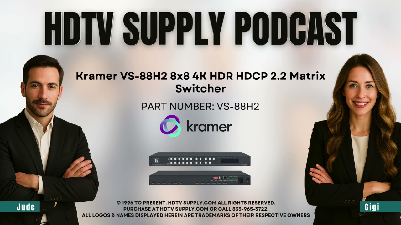 Kramer VS-88H2 8x8 4K HDR HDCP 2.2 Matrix Switcher