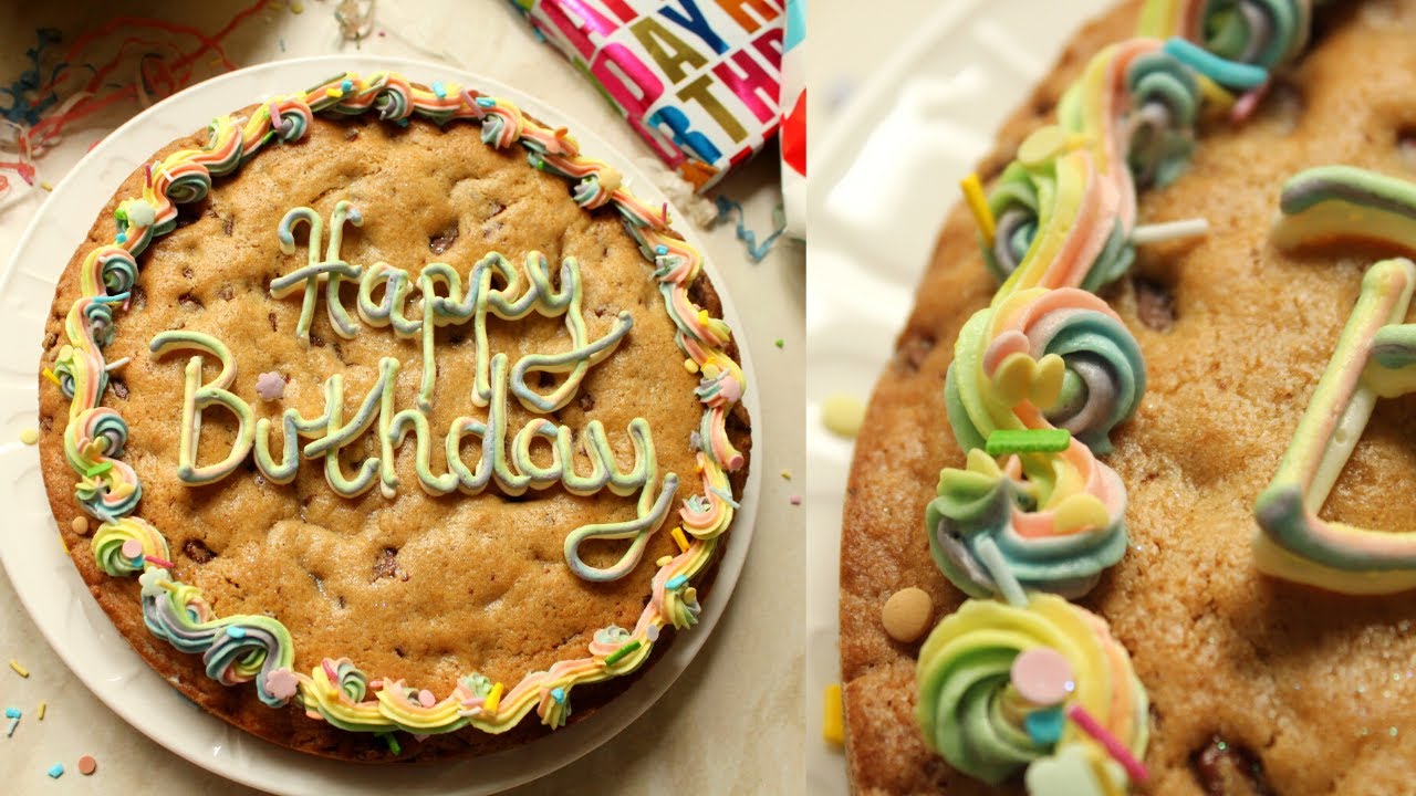 Giant Cookie Cake Recipe with Rainbow Buttercream | Giant Chocolate Chip Cookie Recipe