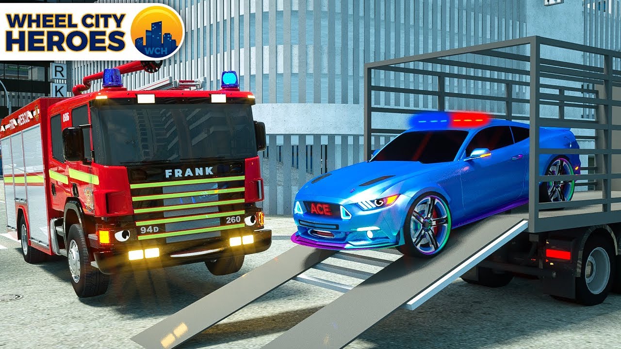 Fire Truck helps Sergeant Lucas the Police Car |  +More Wheel City Heroes Cartoon for Kids Children
