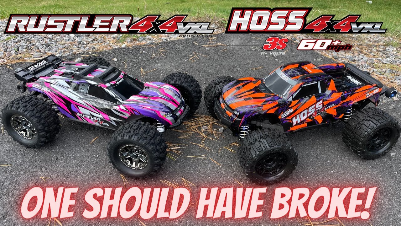 Traxxas Hoss 4x4 Vs Rustler 4x4 VXL (Great bash,  Not So Great Landings)