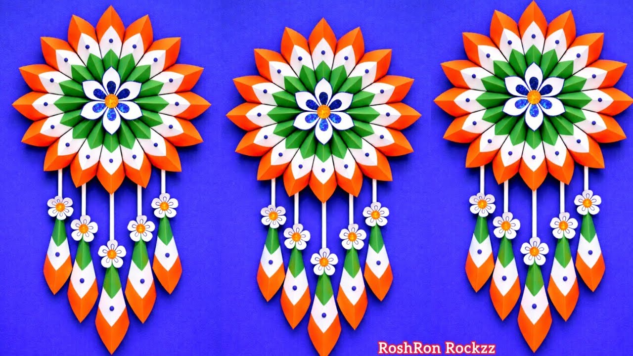 Beautiful Easy tricolor craft for kids Republic Day school Wall hanging decor  #roshronrockzz #india