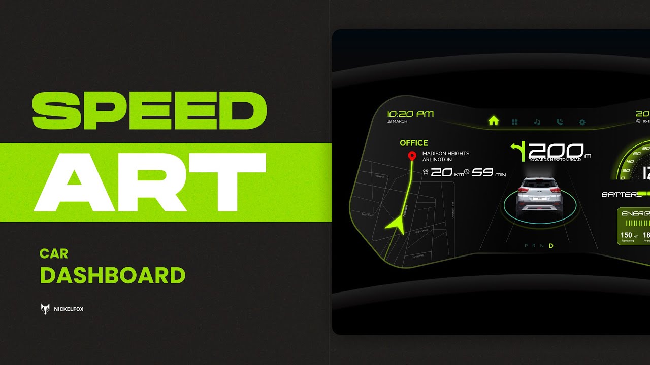 Car Dashboard UI Concept | Speed Art | Dribbble Shot | #Shorts