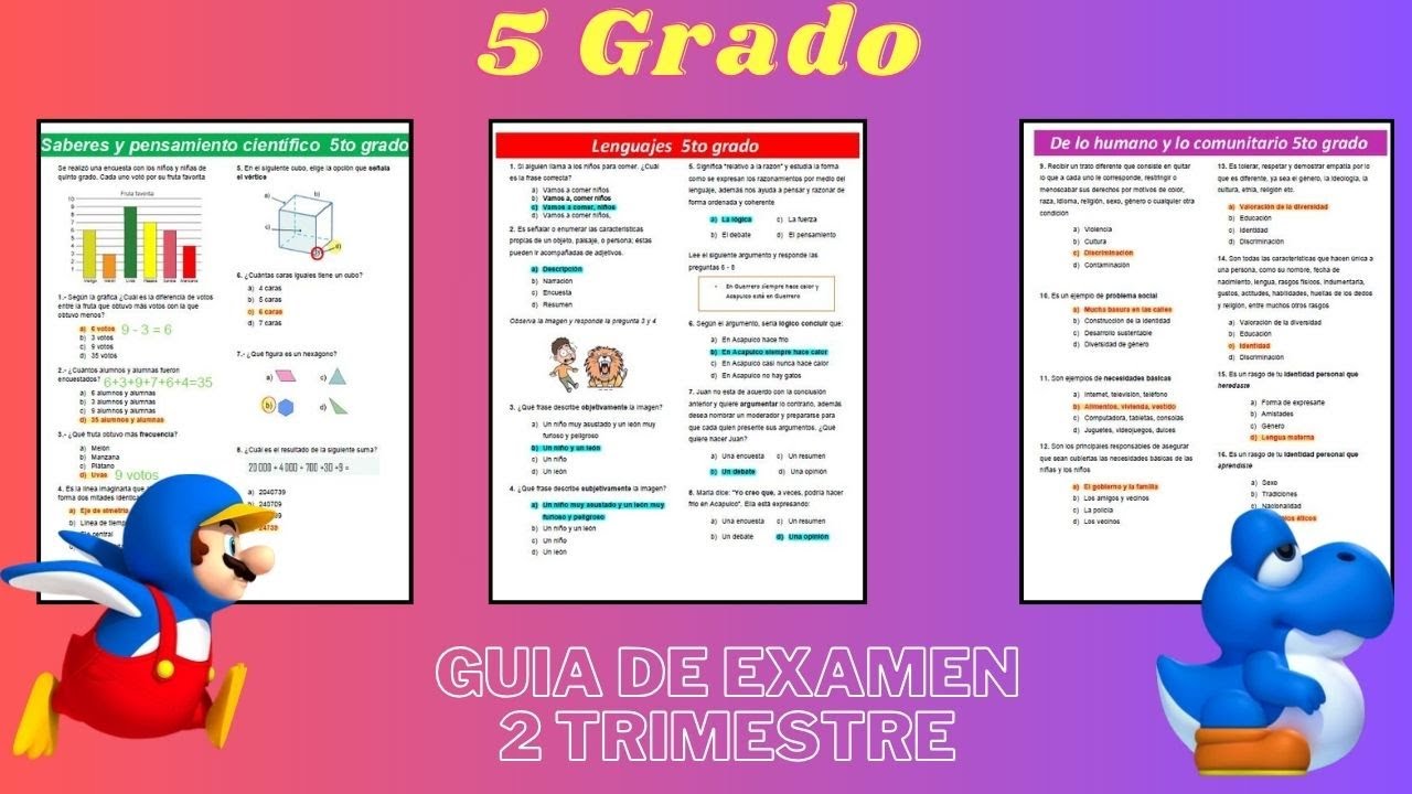 Guia de examen 2 Trimestre 5 grado