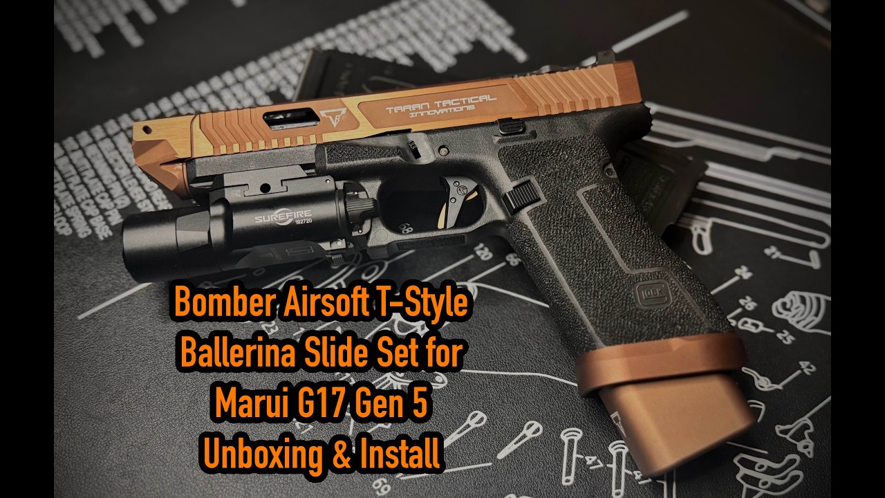 Bomber Airsoft T-Style Ballerina Slide Set for Tokyo Marui G17 Gen 5 Unboxing & Install.