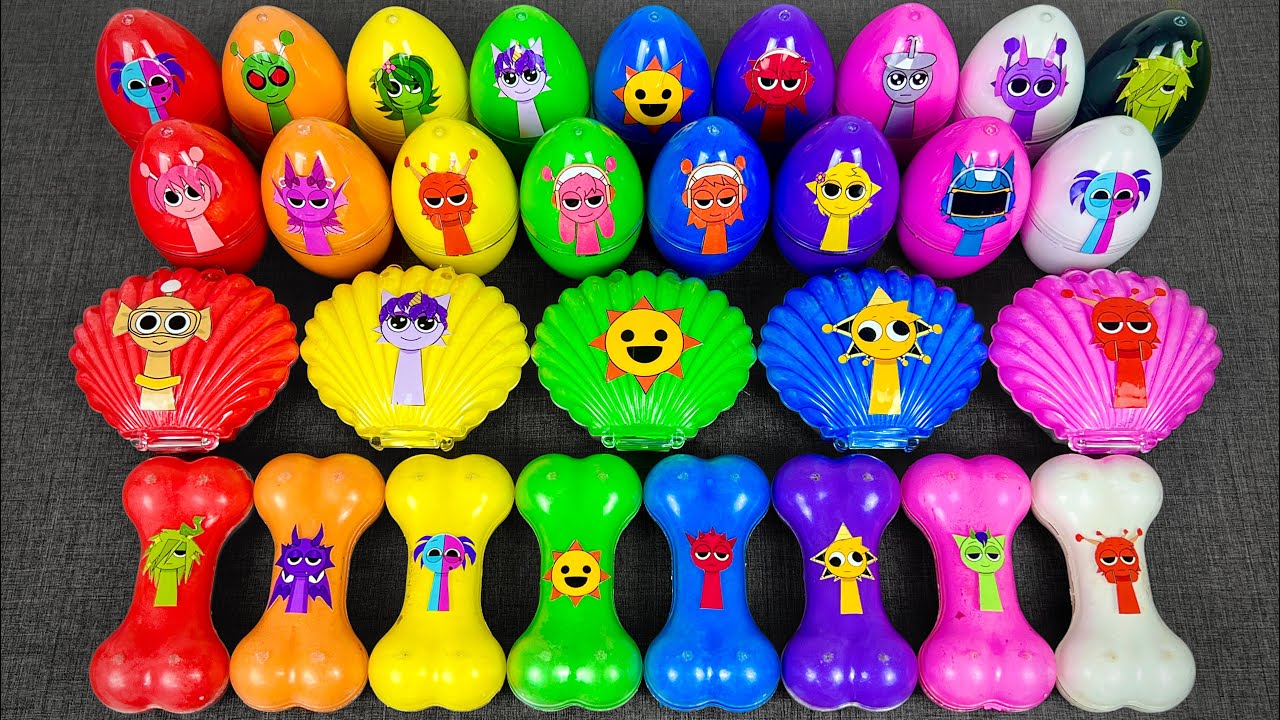Slime Surprise with Incredibox Sprunki Characters! | Satisfying ASMR Clay Shells & Eggs