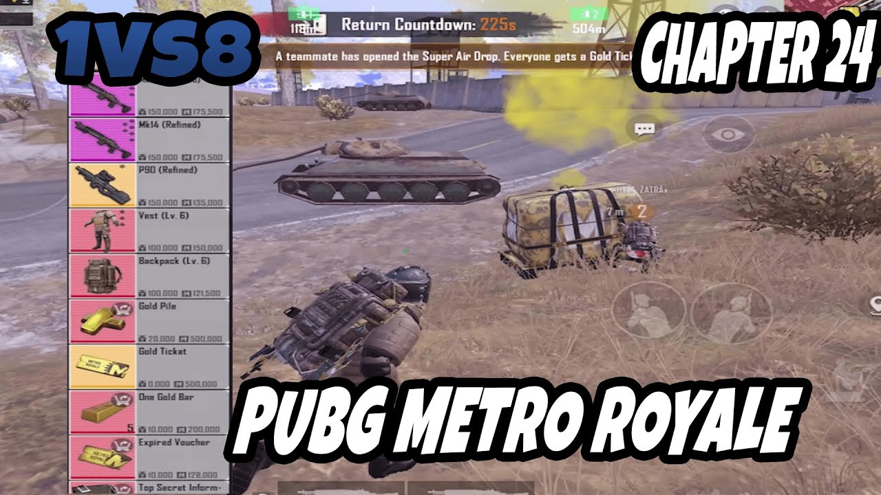 SURVIVAL DROP MAP 8M LOOT - 1VS 8 - PUBG METRO ROYALE CHAPTER 24