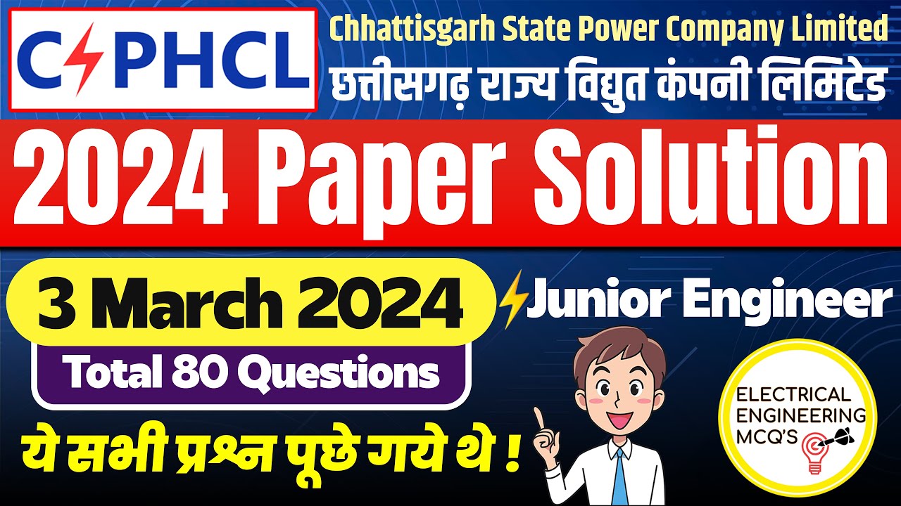 CSEB JE 3 March 2024 Paper Solution | 🔴Junior Engineer Electrical Previous Year Question Analysis