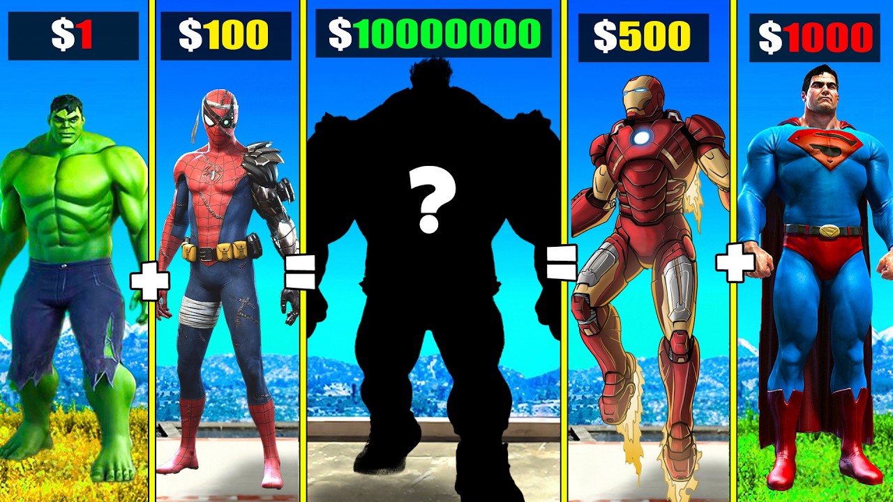 Fusion IRONMAN SPIDERMAN SUPERMAN and HULK into GOD SUPERHERO in GTA 5