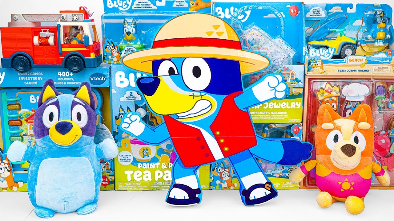 Bluey Toy Collection Unboxing Review 💙 Funny Bluey Mystery Box & Bluey Beach Quad with Bandit