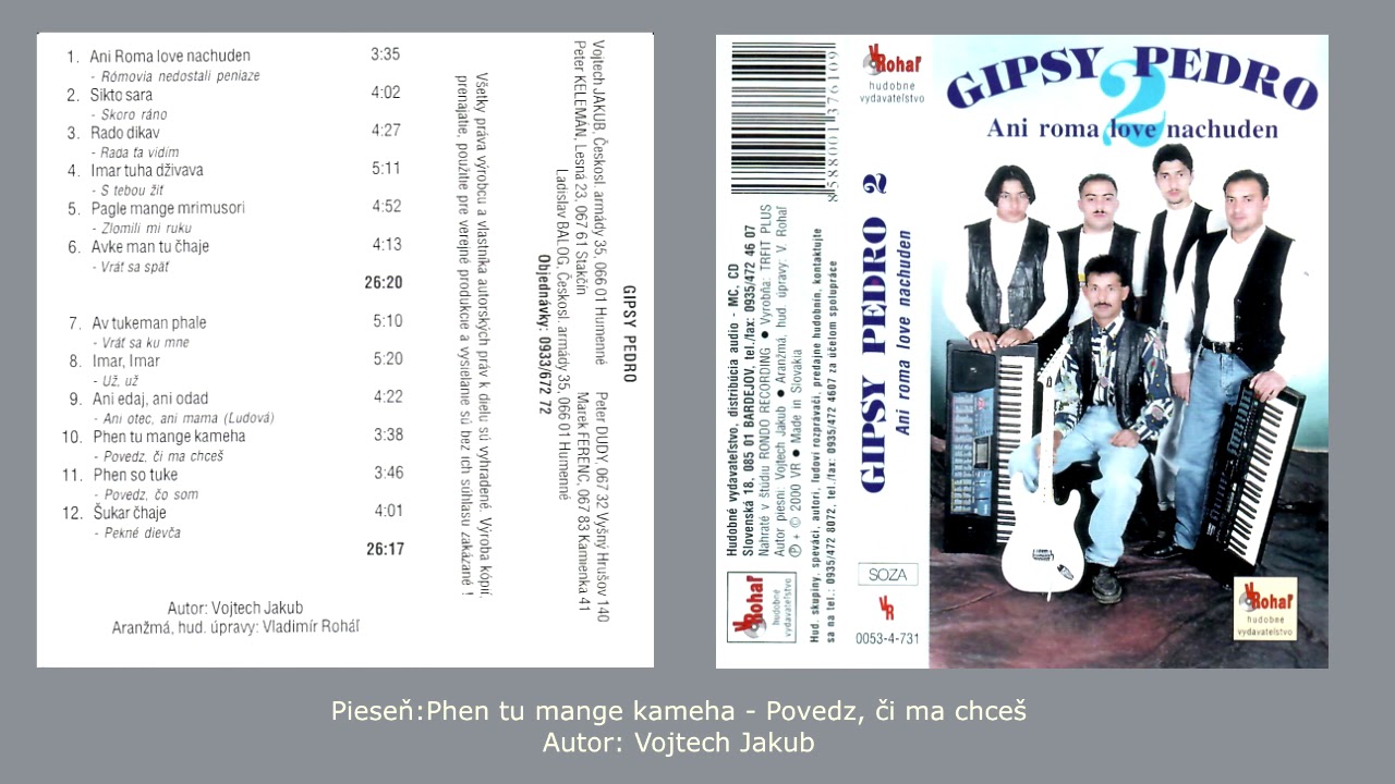 Gipsy Pedro, Phen tu mange kameha, Autor Vojtech Jakub, Rómska pieseň, VIDEOROHAĽ