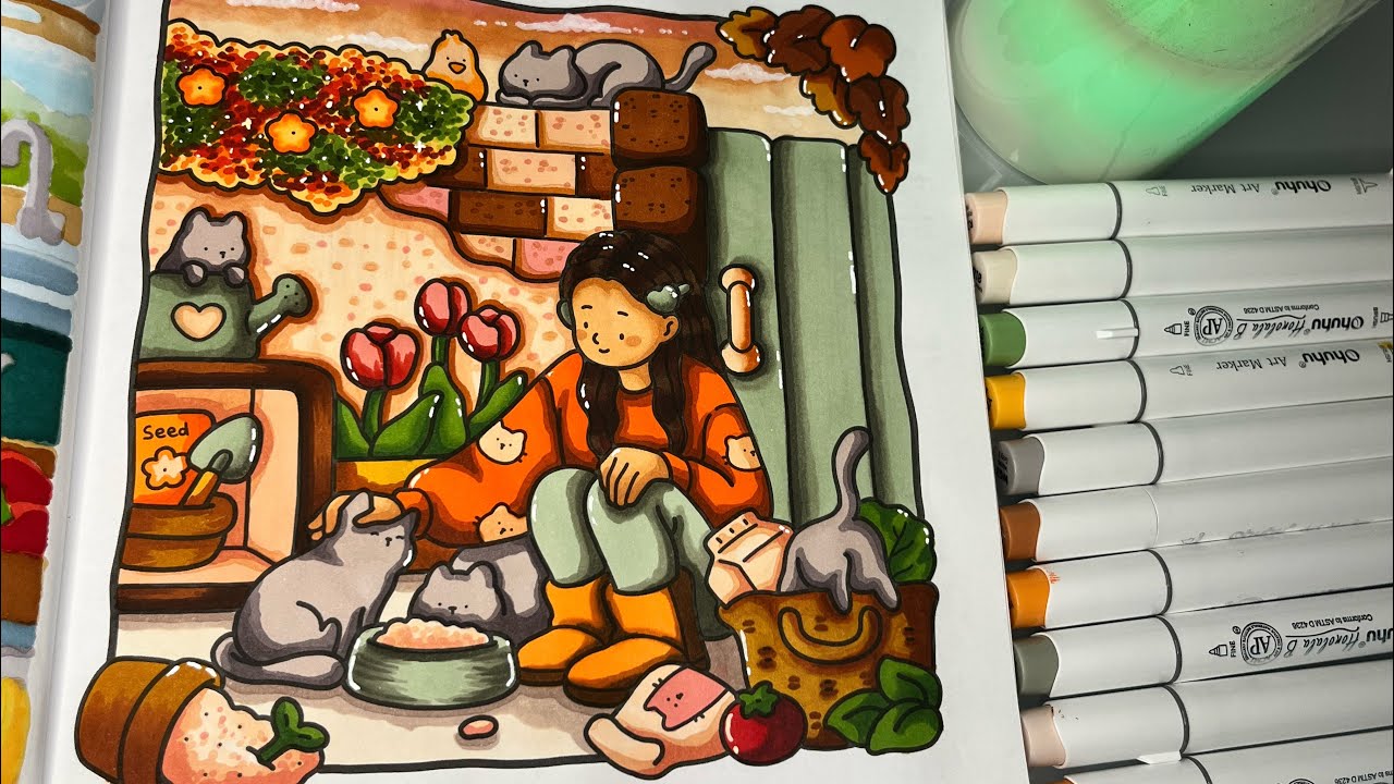 Color With Me | Girl Moments 2 by Coco Wyo | Relaxing ASMR #adultcoloring #cocowyo #ohuhumarkers 