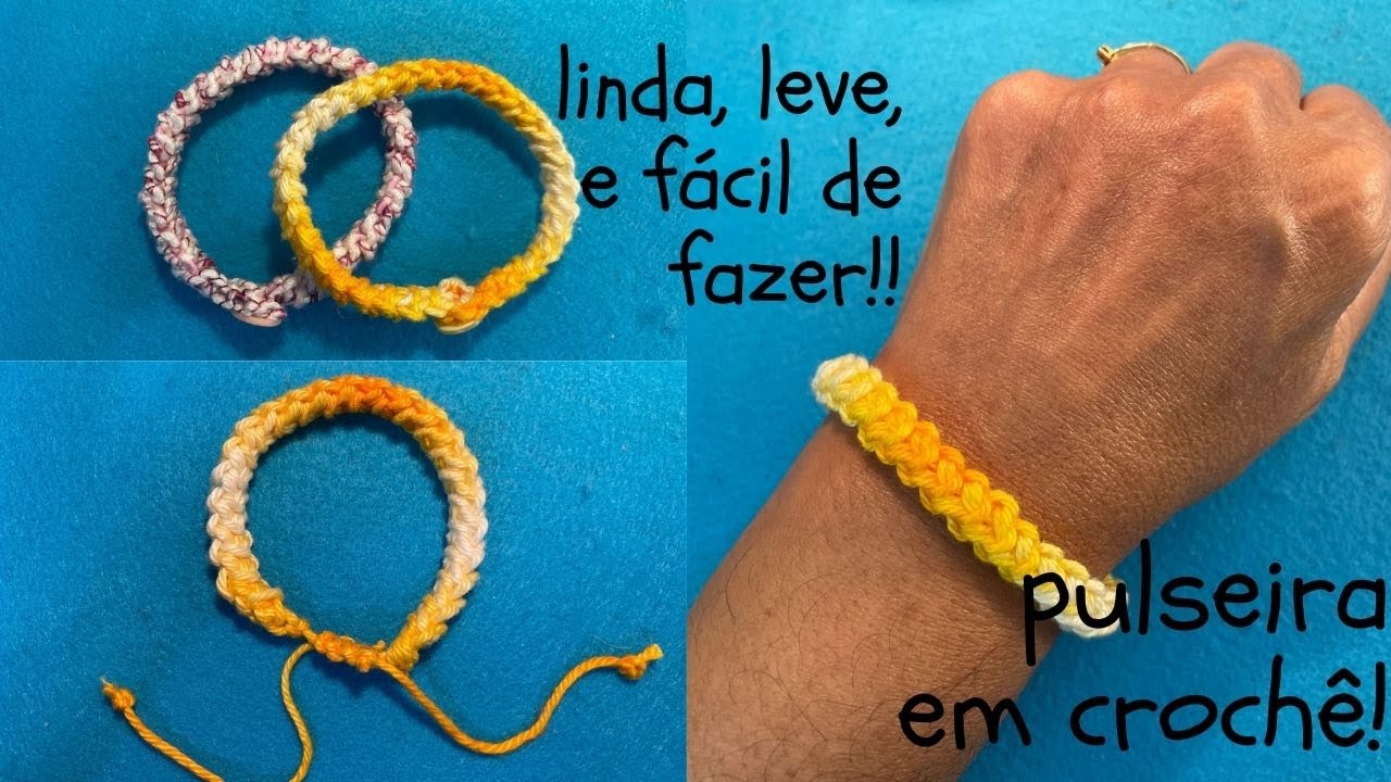 Pulseira de crochê - modelo 3 - fácil e rápido. faça a sua!!!