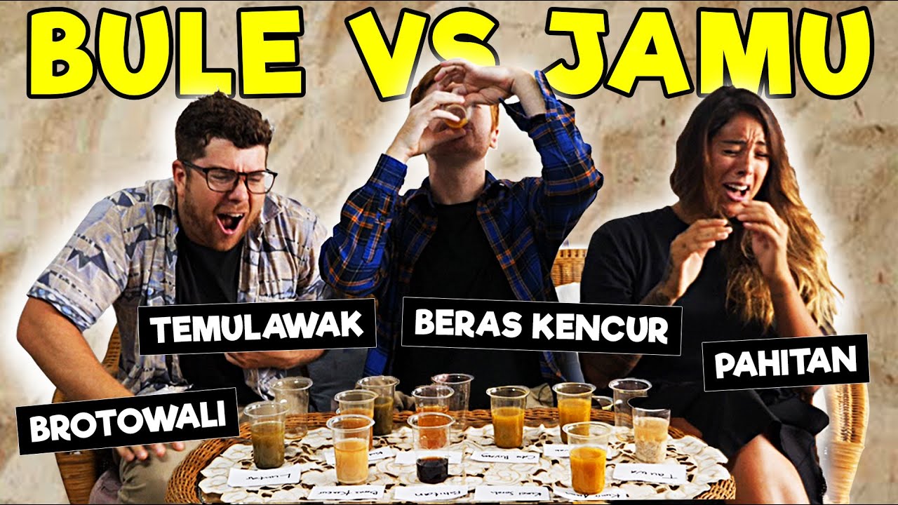 Reaksi Bule Coba JAMU PAHITAN - BROTOWALI - TEMULAWAK DLL !! JAMU TRADISIONAL INDONESIA !!